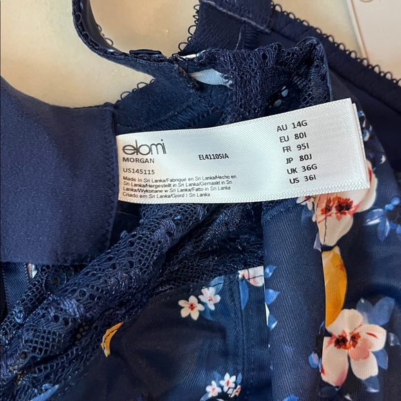Elomi MORGAN Navy Floral Bra BRAND NEW SIZE 36 - Picture 3 of 5